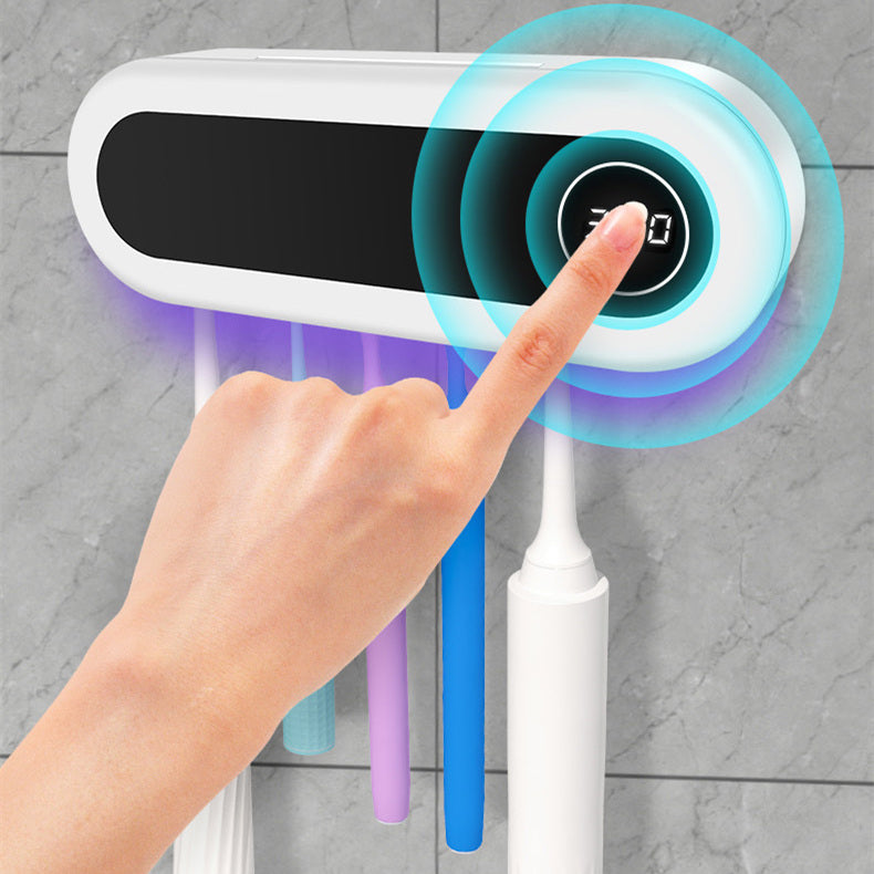 Smart Wall-Mounted Toothbrush Holder with UV Sterilizer & Toothpaste Dispenser
