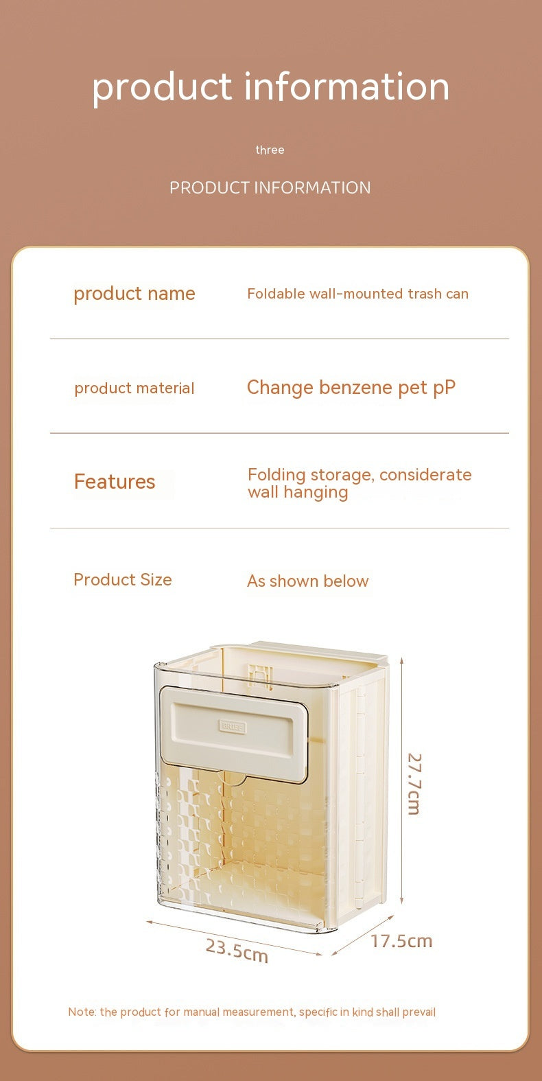 Household Kitchen Folding Trash Can