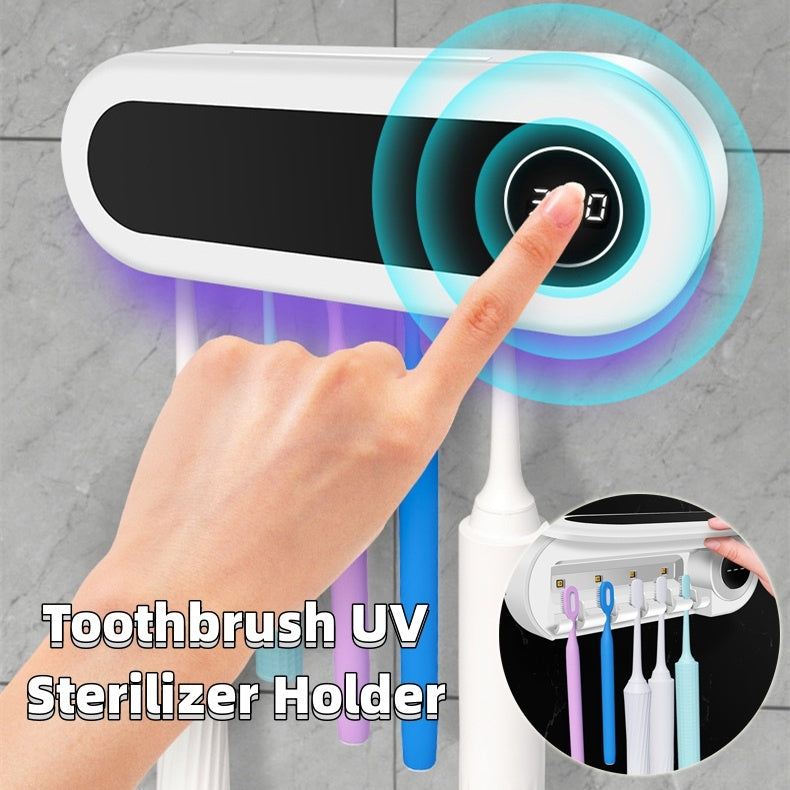 Smart Wall-Mounted Toothbrush Holder with UV Sterilizer & Toothpaste Dispenser