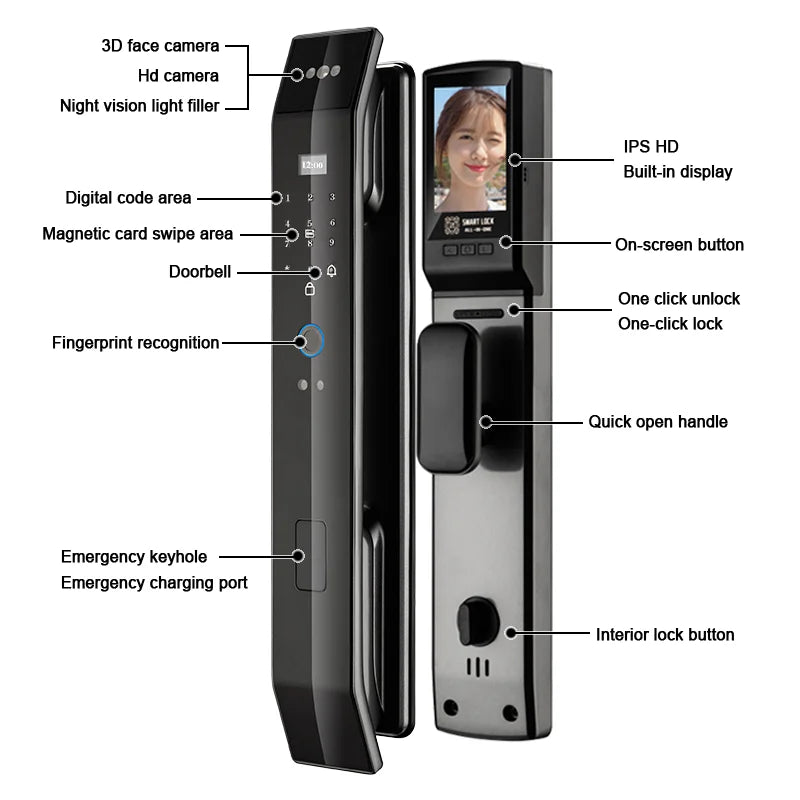 Smart 3D Face Recognition Fingerprint Door Lock