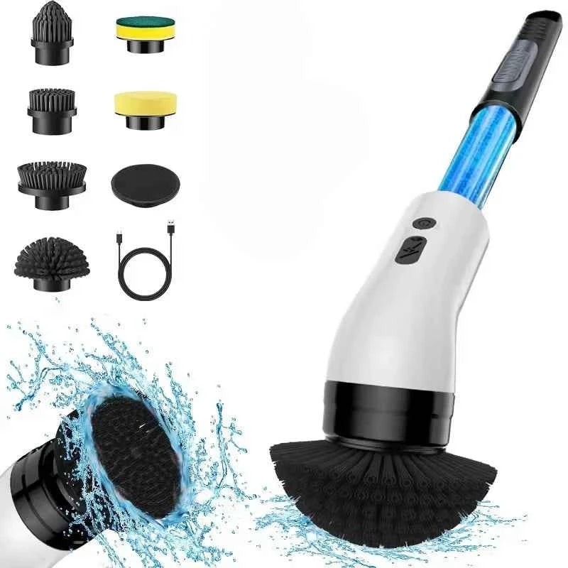 New 9 in 1 electric cleaning brush, handheld liquid filling cleaning brush, long handle telescopic electric brush, electric mop