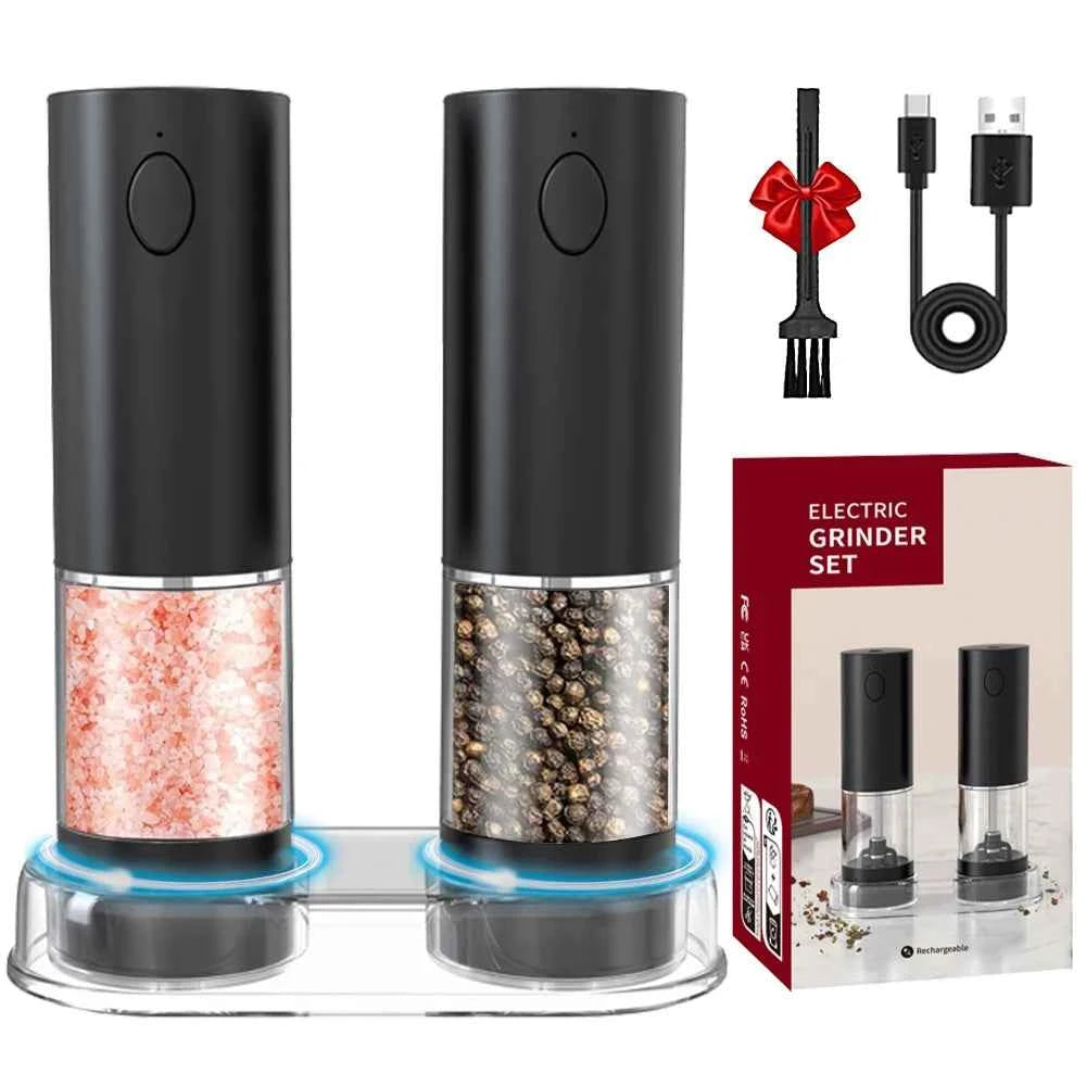 Electric Pepper Grinder Stainless Steel Salt And Pepper Grinder USB Rechargeable Adjustable Coarseness Spice Mill Kitchen Tool