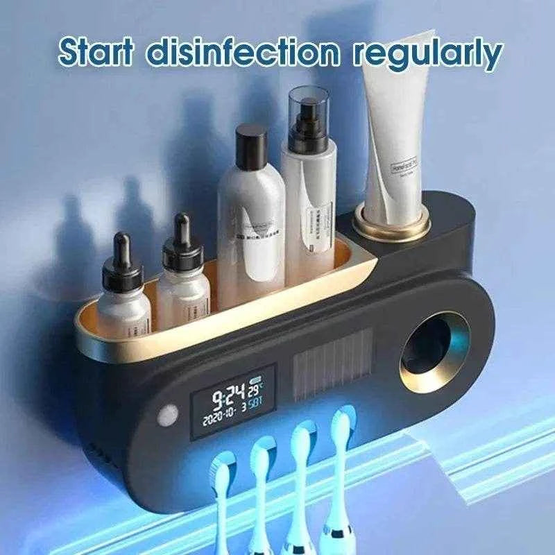 UV Toothbrush Sterilizer & Automatic Toothpaste Dispenser for Bathroom