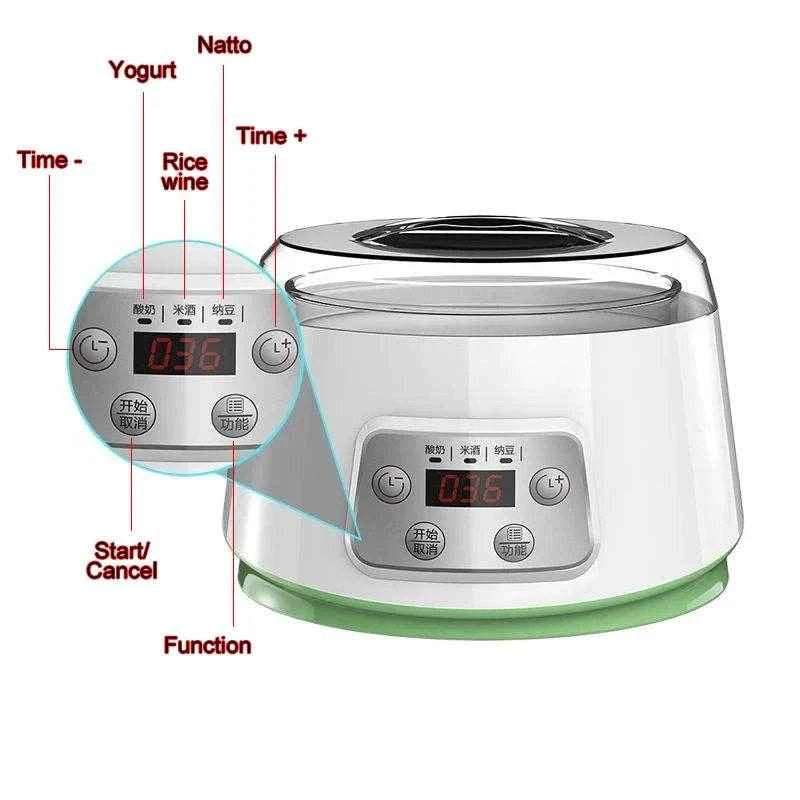 DMWD Mini Electric Yogurt Maker – Automatic Enzyme Fermenter & Ceramic Container for Yoghurt & Natto