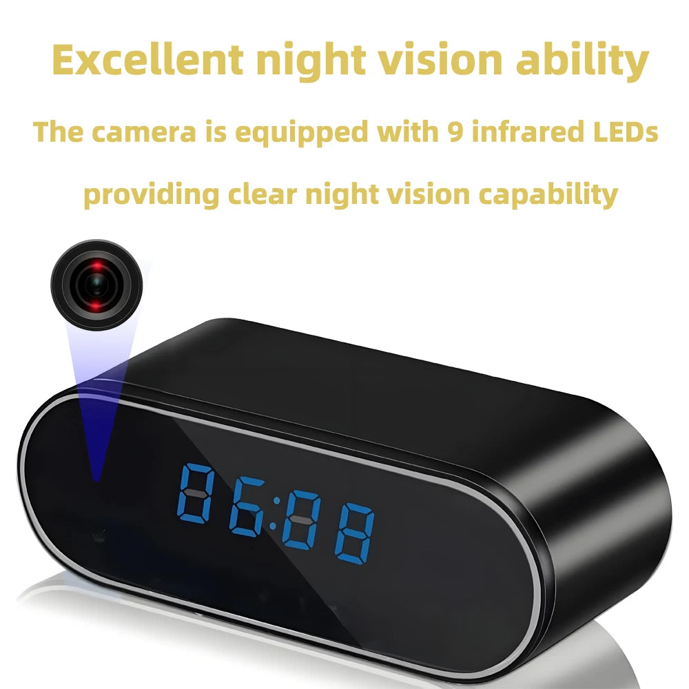 Mini Wi-Fi Night Vision HD Camera Clock