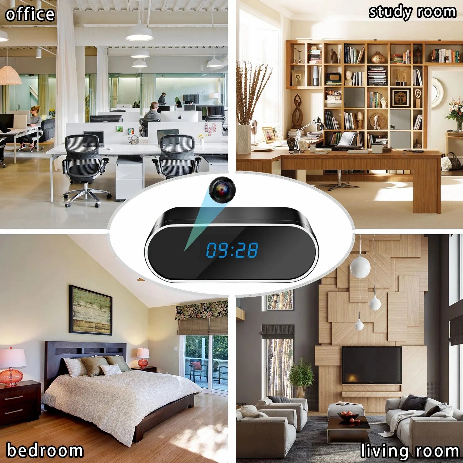 Mini Wi-Fi Night Vision HD Camera Clock