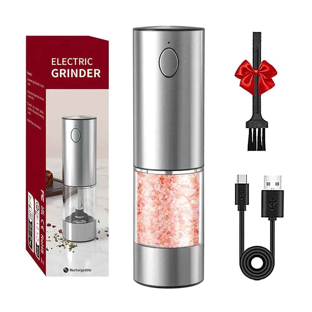 Electric Pepper Grinder Stainless Steel Salt And Pepper Grinder USB Rechargeable Adjustable Coarseness Spice Mill Kitchen Tool