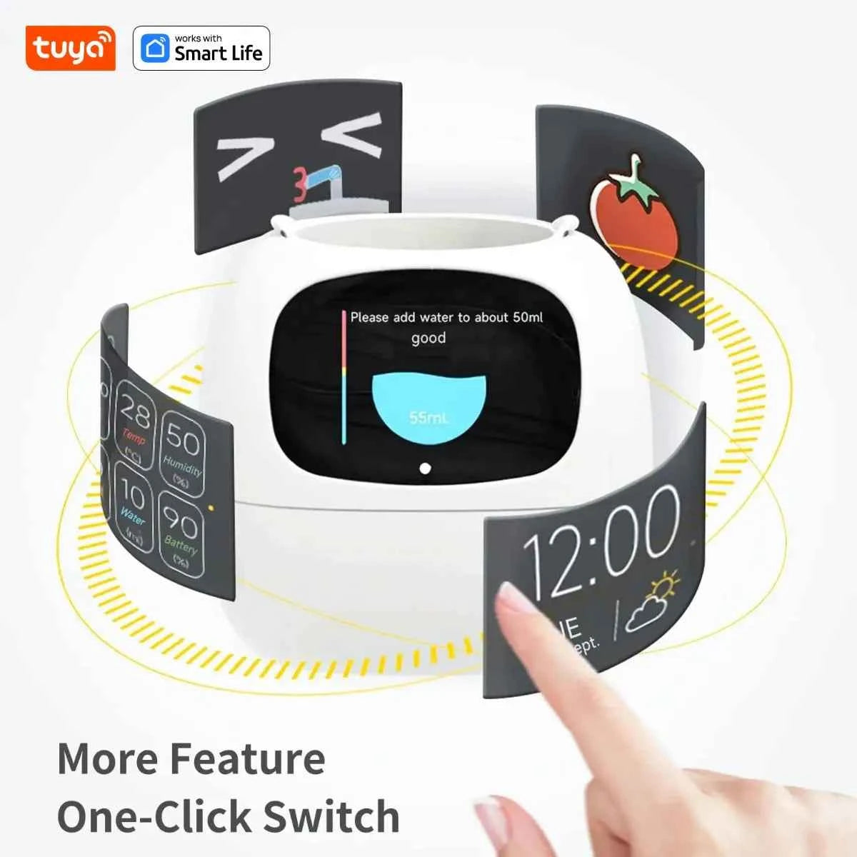 Tuya Ivy Smart Planter with 49+ Expressions, 7 Smart Sensors, and AI Chips for Easy Plant Care