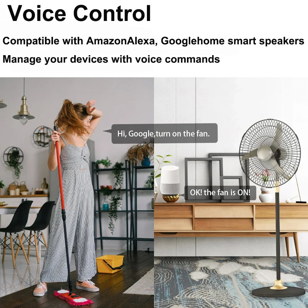 Tuya WiFi ZigBee Smart Fan Switch with 5-Speed Control & Remote for Alexa/Google - Novara®