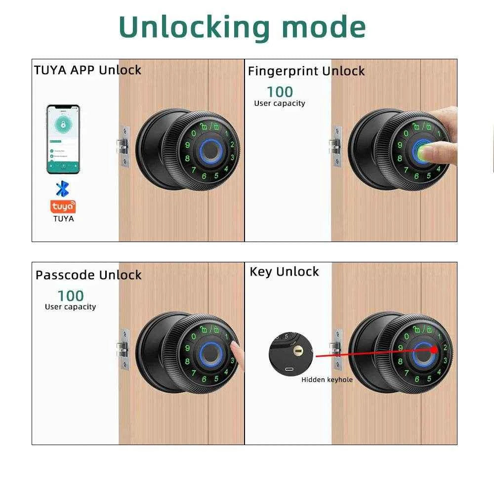 RAYKUBE Q6 Tuya BLE Smart Fingerprint Door Lock with Password/Key/APP Unlock – Free US Delivery