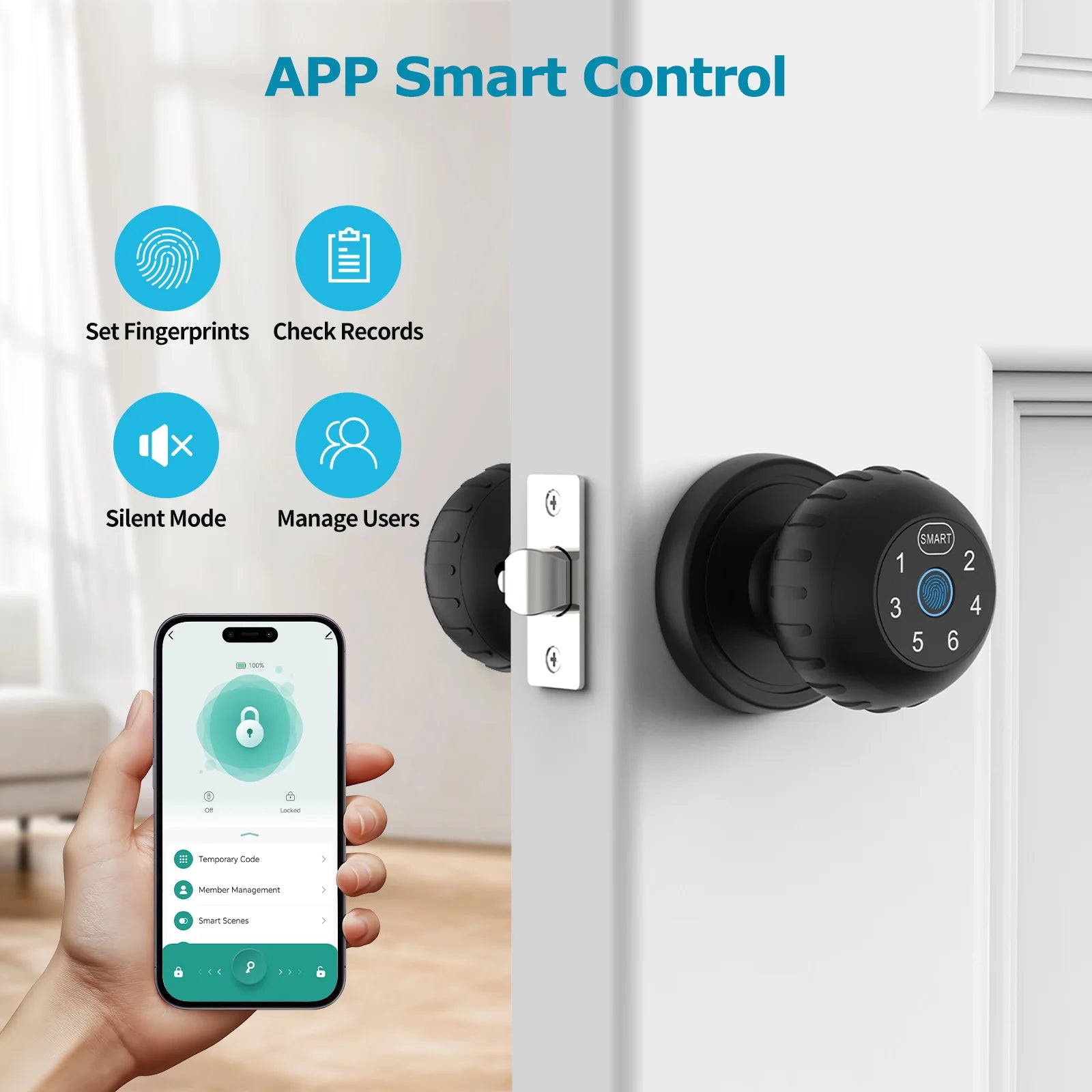 App Remote Control Smart Fingerprint Door Lock