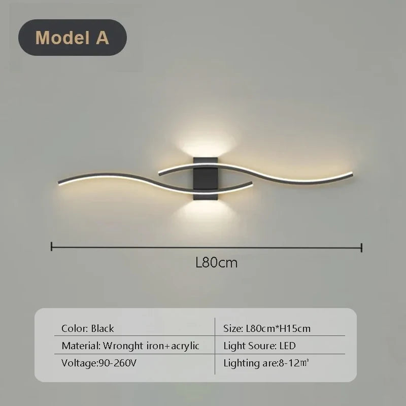 Double Curve Design Remote Control Wall Lamp