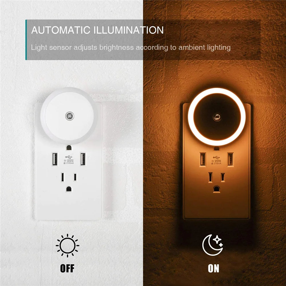 Plug In Sensor Smart Round Night Light