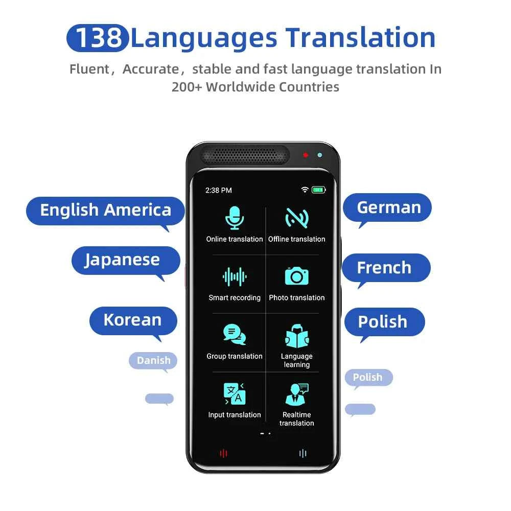 Portable Smart Translator, 134 Languages, Offline/Online, High-Speed Accuracy for Travel