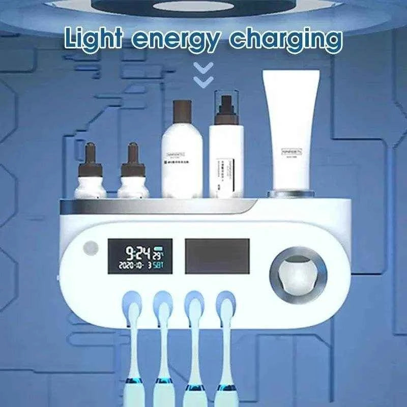 UV Toothbrush Sterilizer & Automatic Toothpaste Dispenser for Bathroom