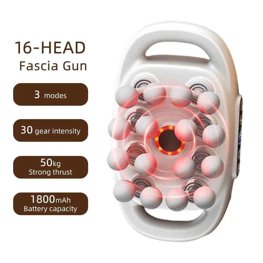 16-Head High-Frequency Fascia Massage Gun