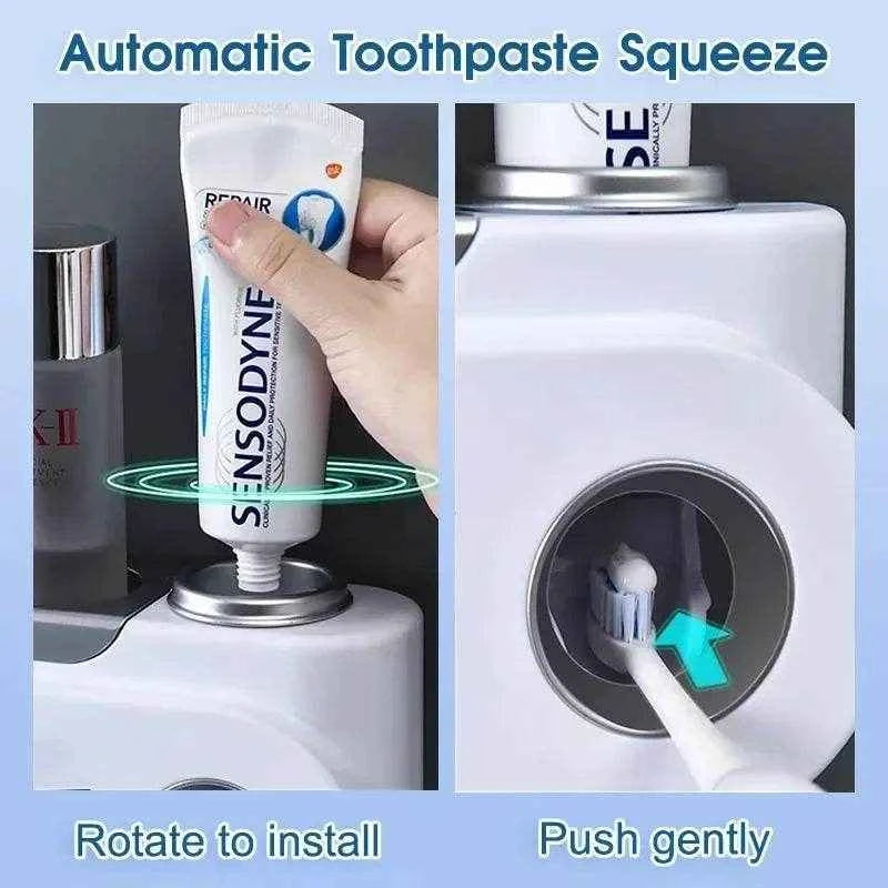 UV Toothbrush Sterilizer & Automatic Toothpaste Dispenser for Bathroom