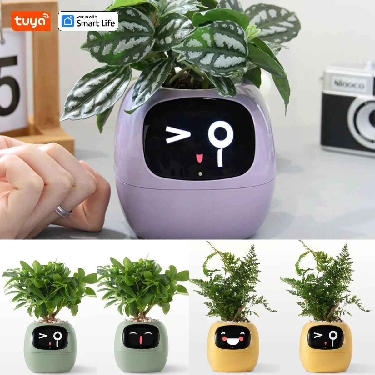 Tuya Ivy Smart Planter with 49+ Expressions, 7 Smart Sensors, and AI Chips for Easy Plant Care