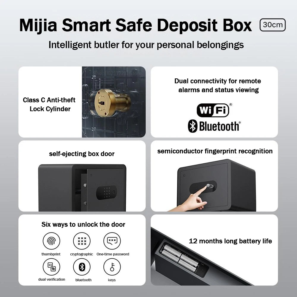 2025 Xiaomi Mijia Smart Safe Deposit Box with Fingerprint Unlock & Vibration Warning - Novara®