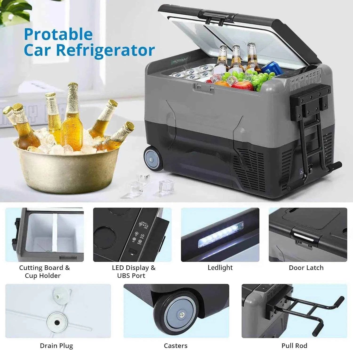 35L Portable Car Refrigerator - Dual Zone, -20℃, APP Control for Camping & Travel