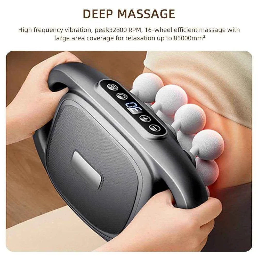 16-Head High-Frequency Fascia Massage Gun