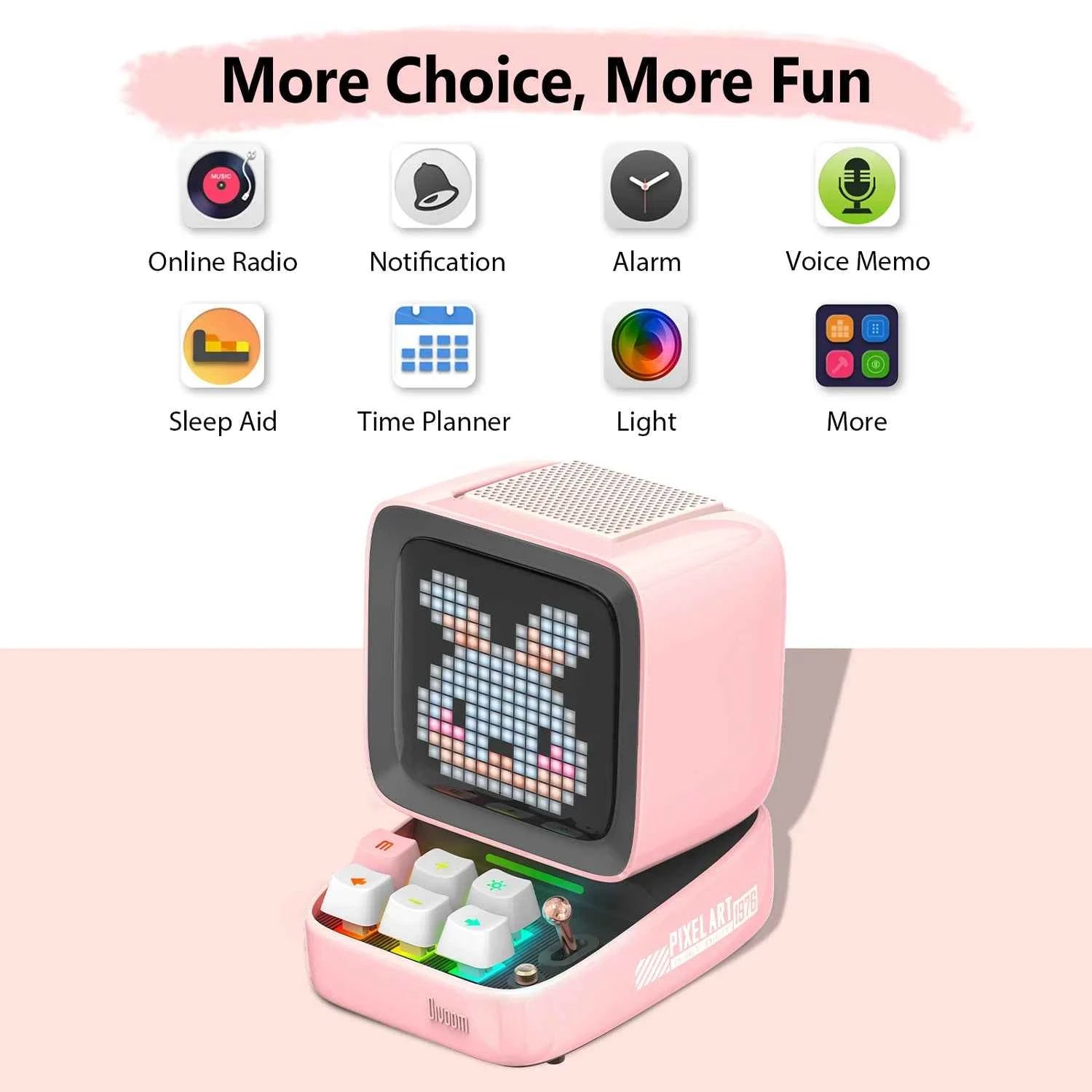 Divoom Ditoo-Pro Retro Pixel Art Bluetooth Speaker & Alarm Clock with DIY LED Display Board, Cute Home Light Decoration Gift