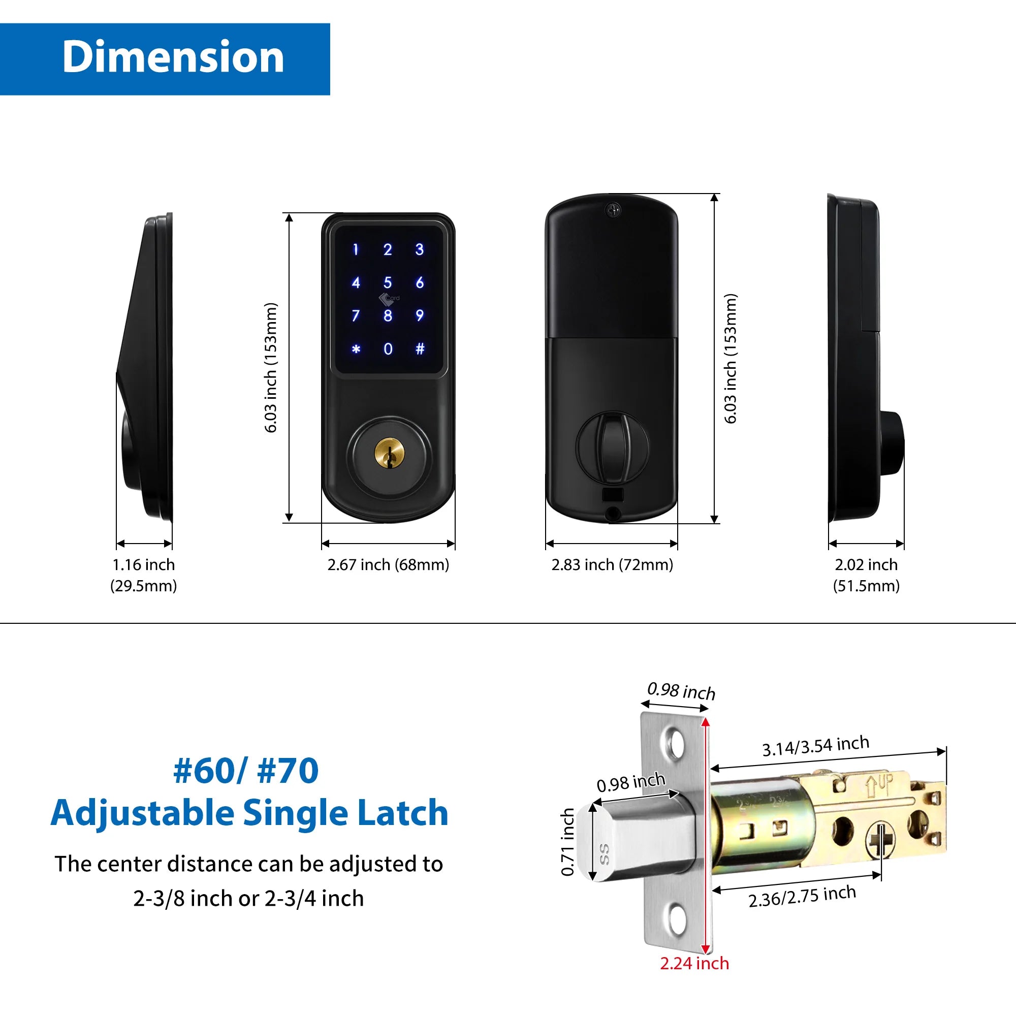 Wi-Fi Smart Deadbolt Digital Keypad Lock