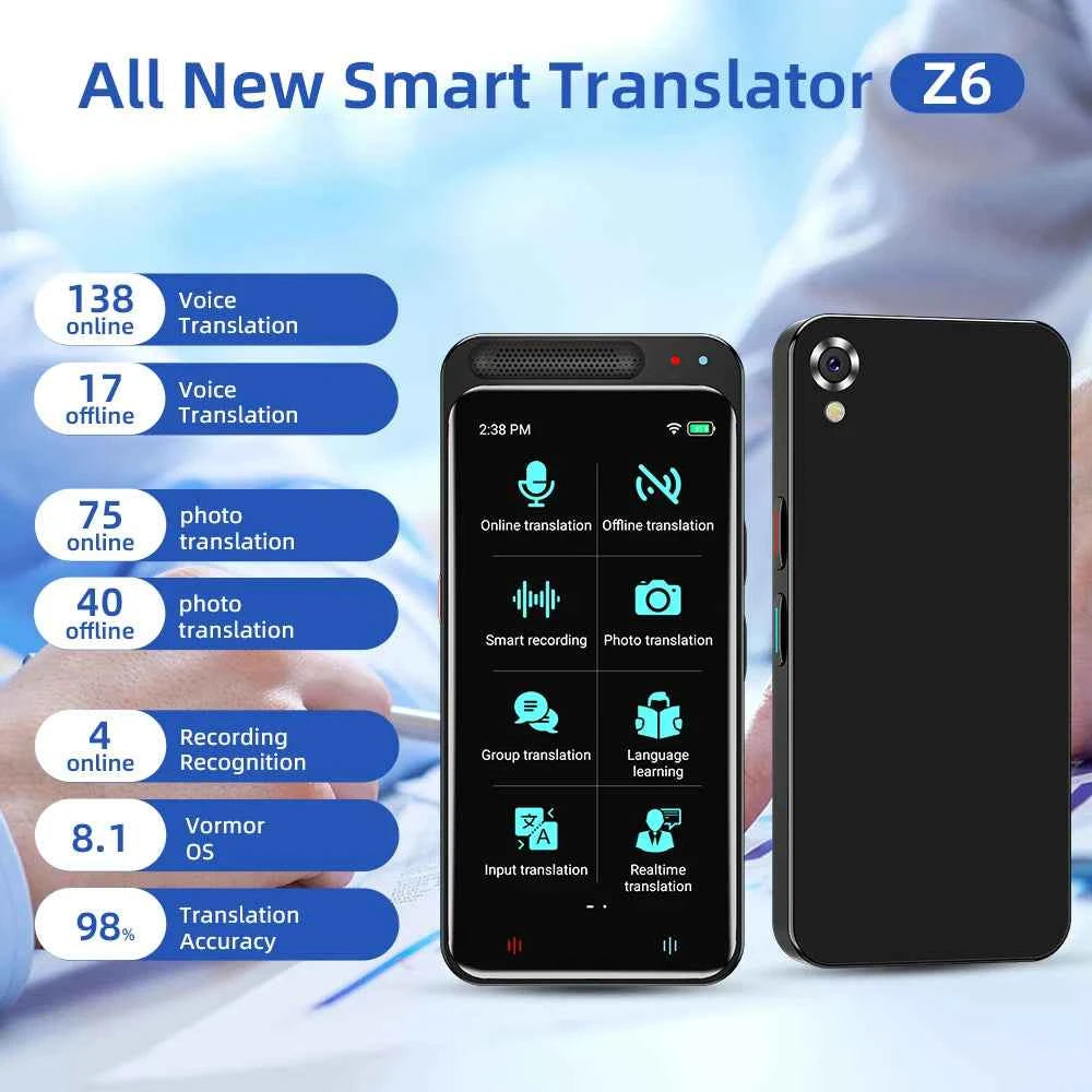 Portable Smart Translator, 134 Languages, Offline/Online, High-Speed Accuracy for Travel