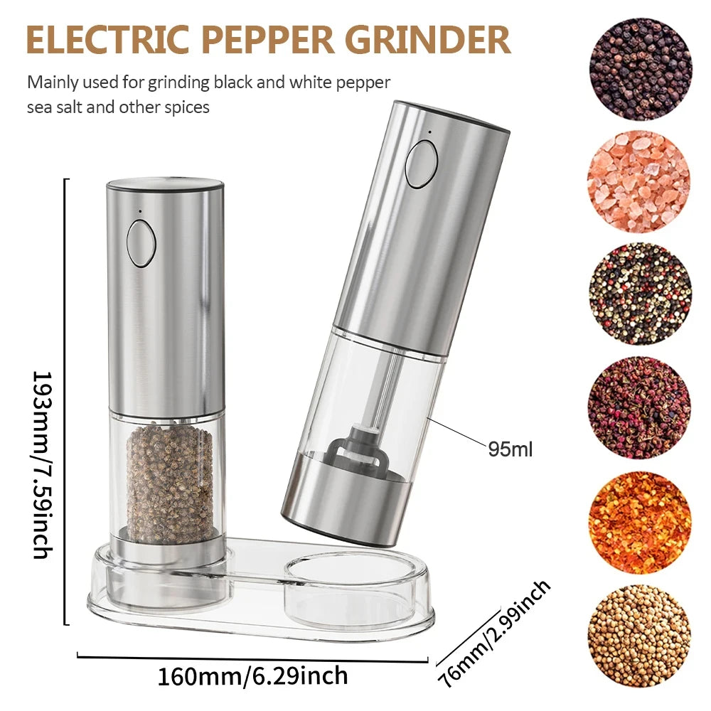 Rechargeable Stainless Steel Pepper Grinder