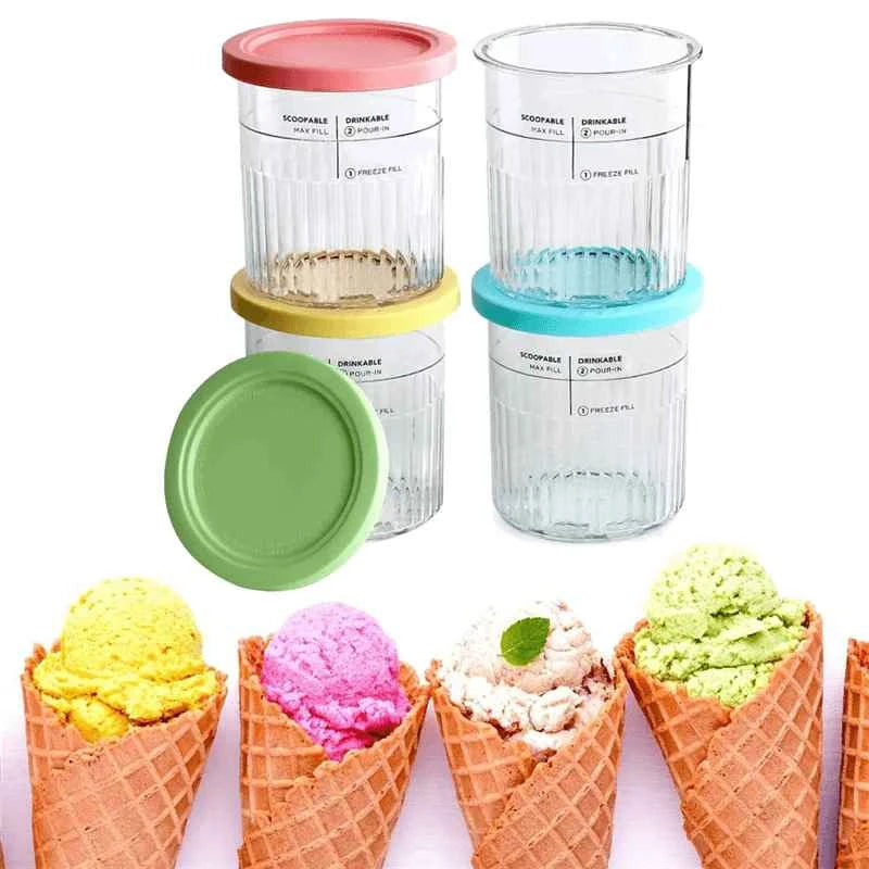 4PCS Ice Cream Storage Containers with Lids for Ninja Creami NC500/NC501