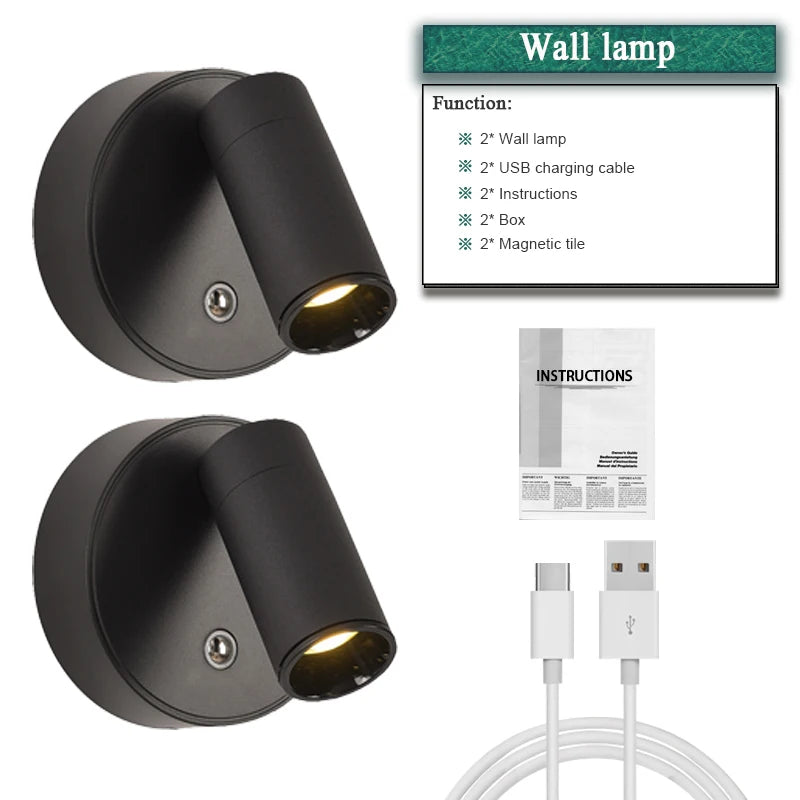 350° Rotatable Magnetic Wall LED Lamp