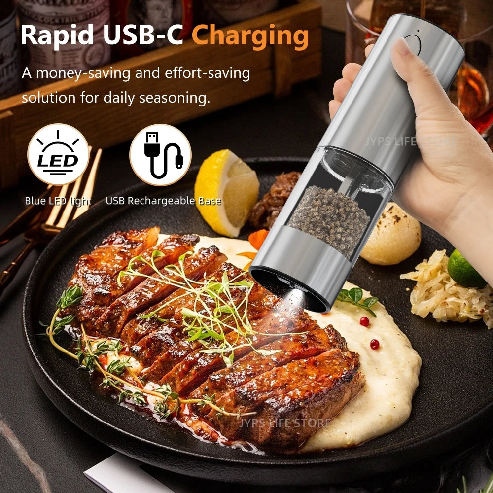 Rechargeable Stainless Steel Pepper Grinder