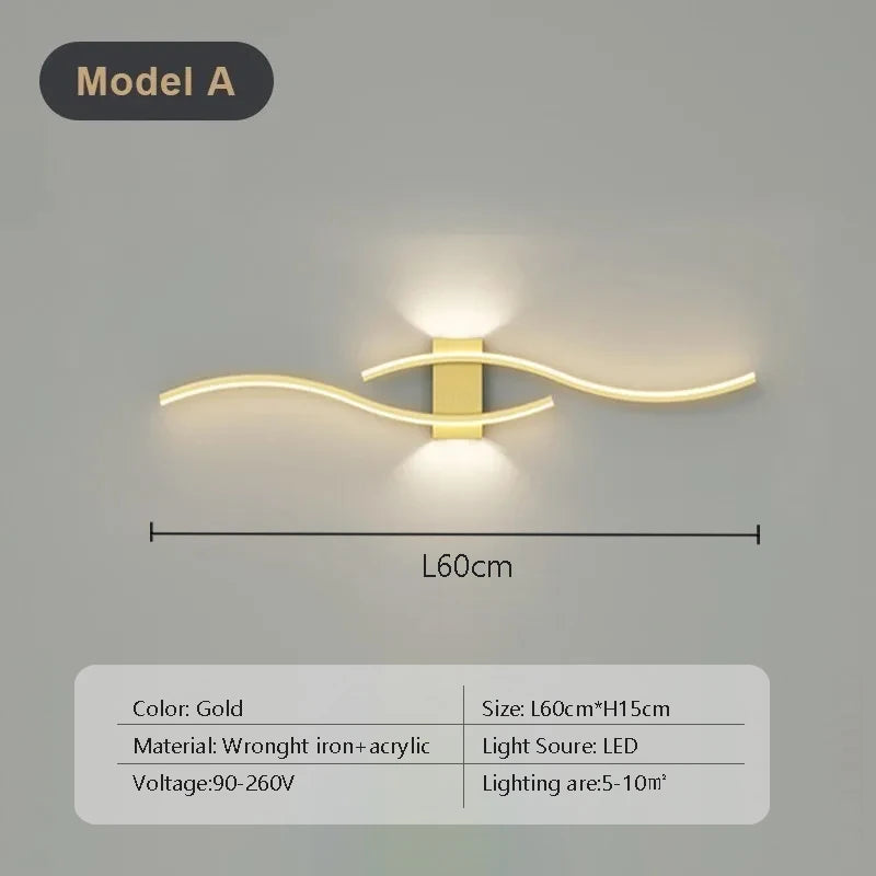 Double Curve Design Remote Control Wall Lamp