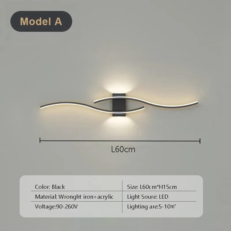 Double Curve Design Remote Control Wall Lamp