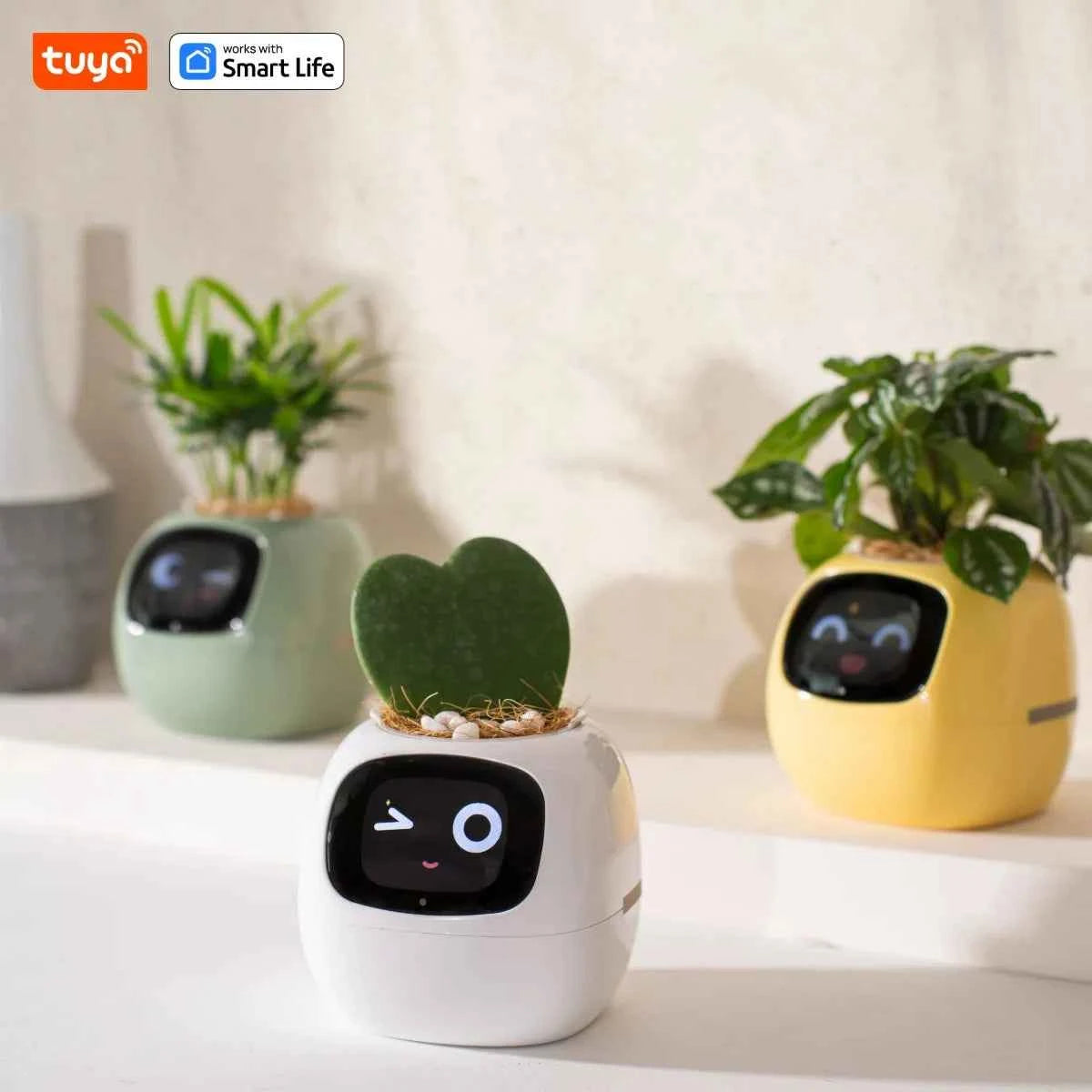 Tuya Ivy Smart Planter with 49+ Expressions, 7 Smart Sensors, and AI Chips for Easy Plant Care