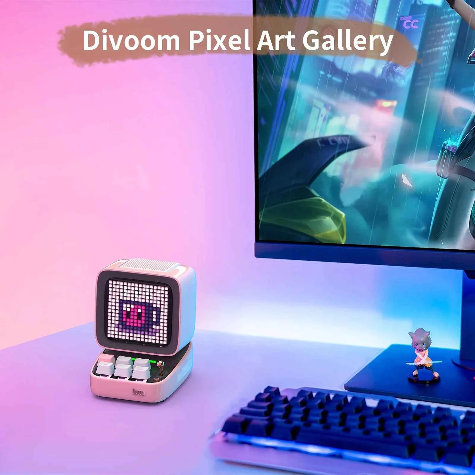 Divoom Ditoo-Pro Retro Pixel Art Bluetooth Speaker & Alarm Clock with DIY LED Display Board, Cute Home Light Decoration Gift