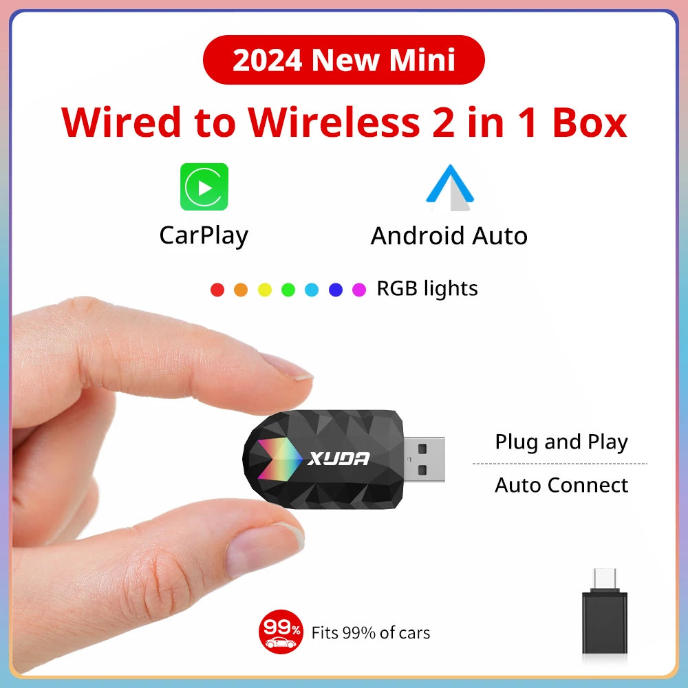 XUDA 2-in-1 Wireless CarPlay & Android Auto Mini Box for Car Radio - Novara®