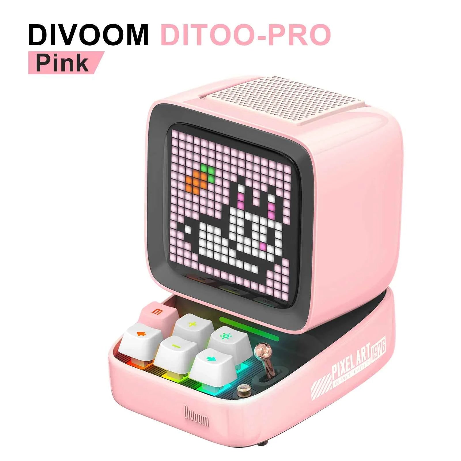 Divoom Ditoo-Pro Retro Pixel Art Bluetooth Speaker & Alarm Clock with DIY LED Display Board, Cute Home Light Decoration Gift