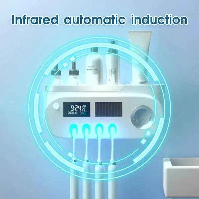 UV Toothbrush Sterilizer & Automatic Toothpaste Dispenser for Bathroom