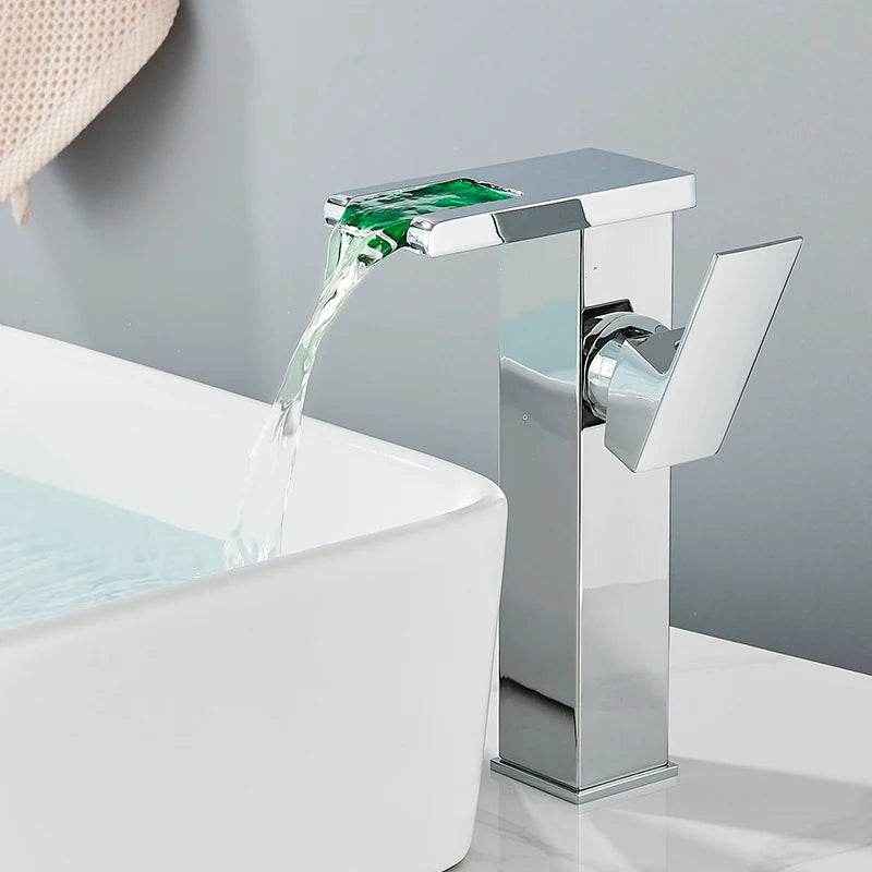 LED Waterfall Bathroom Faucet